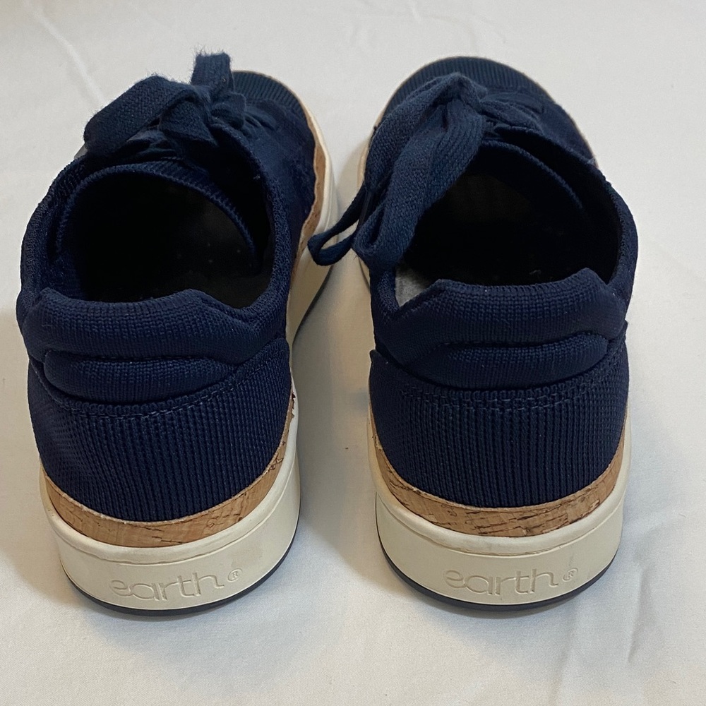 Earth Women's Knit Sneakers- Knight Navy Blue with Cork lining at sole - Picture 4 of 5